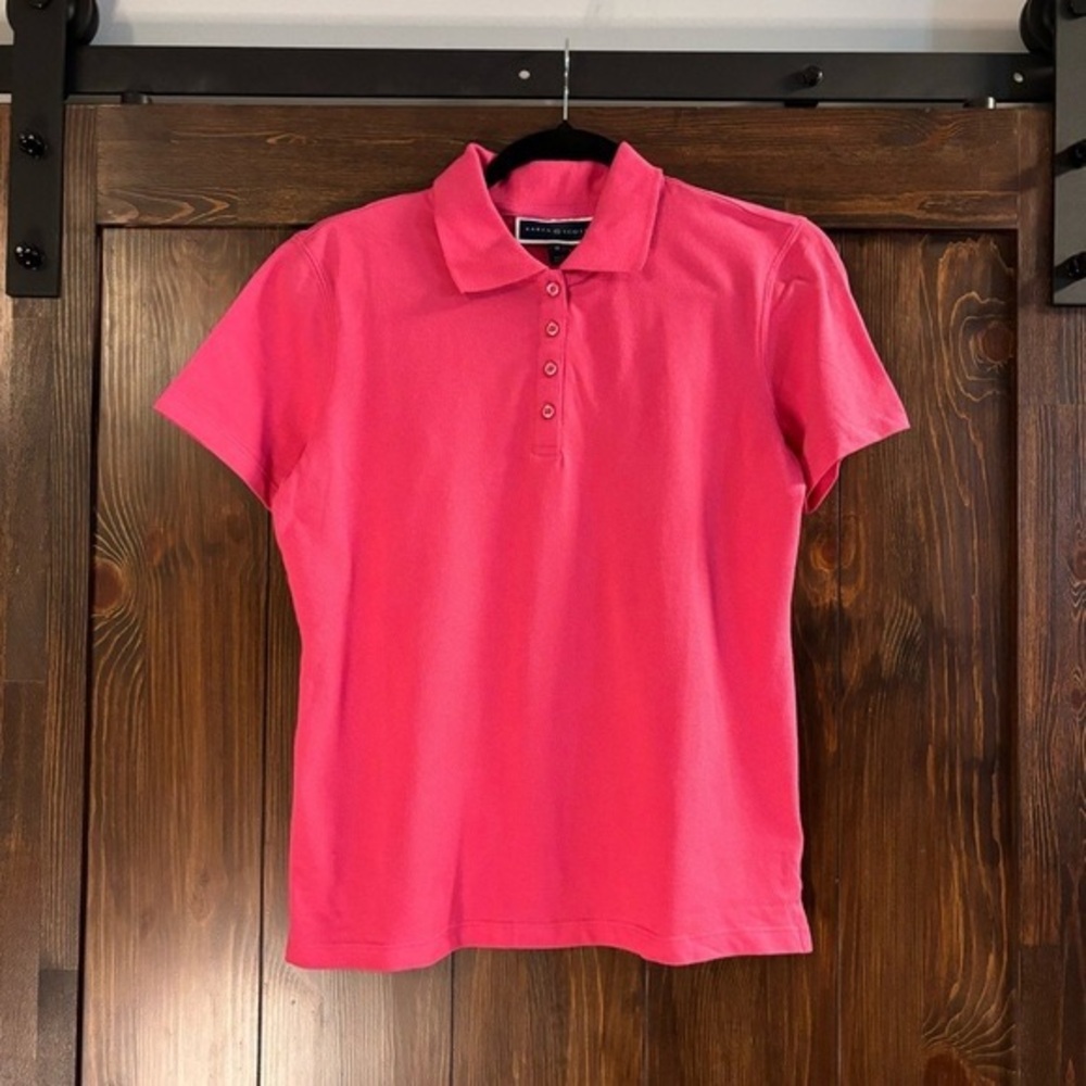 KAREN SCOTT Petite Pink Knit Cotton Collared Polo Petite Small NWT